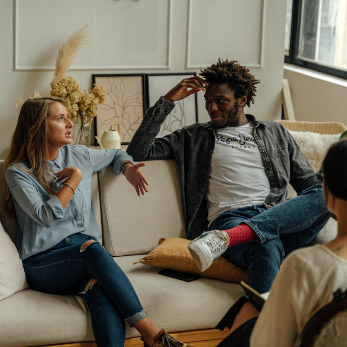 Couple therapy session in an office